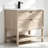 36" Freestanding Single Sink Solid Wood Natural Oak Bathroom vanity with Engineered Marble Top-716856445