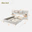 Lit plateforme tapissier avec deux coussins de chevet, tablettes de rangement, deux prises et port USB-115070612-115070613