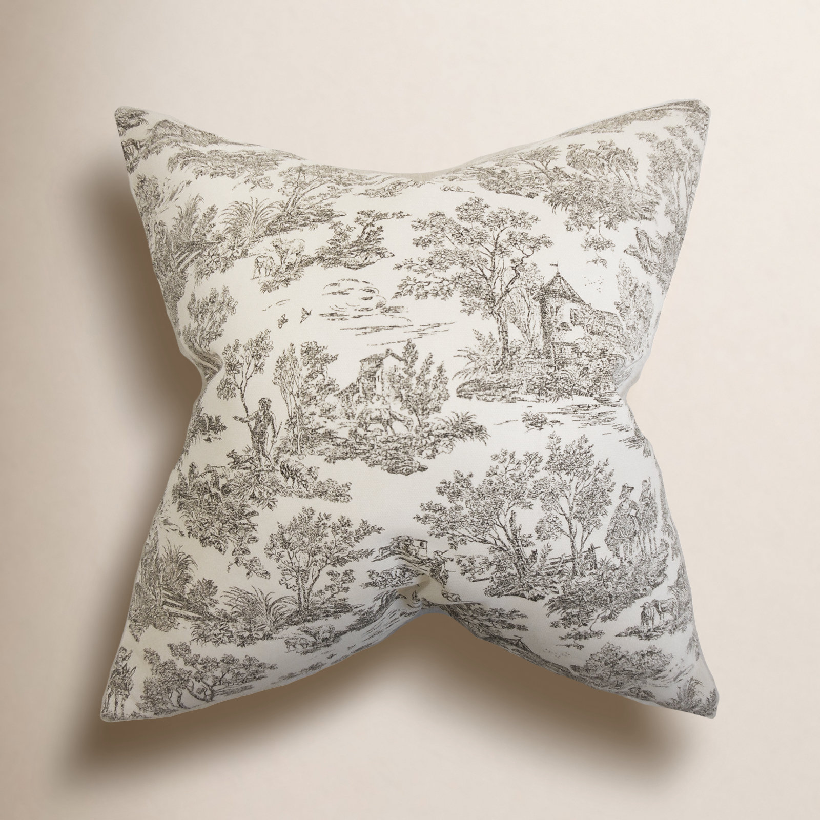 Toile Pillow Cover, Charcoal