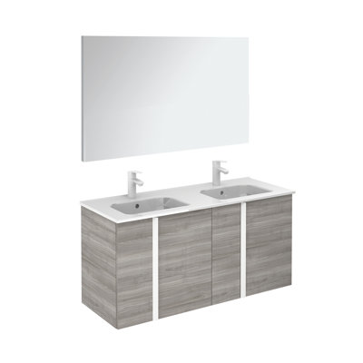 Ensemble de meuble-lavabo de salle de bain double fixé au mur 48 po avec miroir Miguel