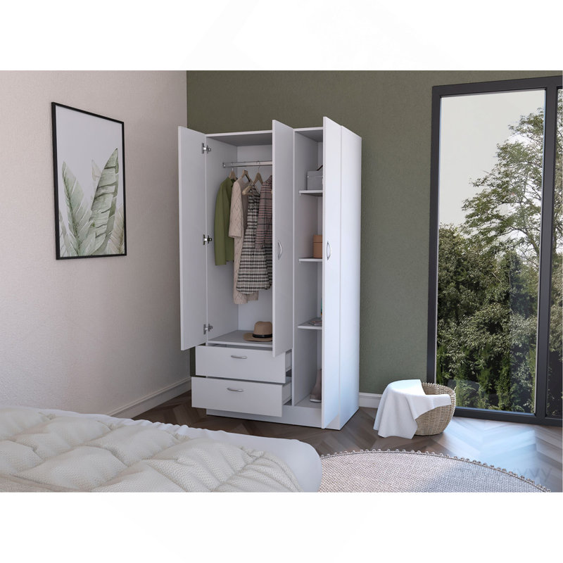 Armoire Haddam, chambre à coucher, blanc, Blanc