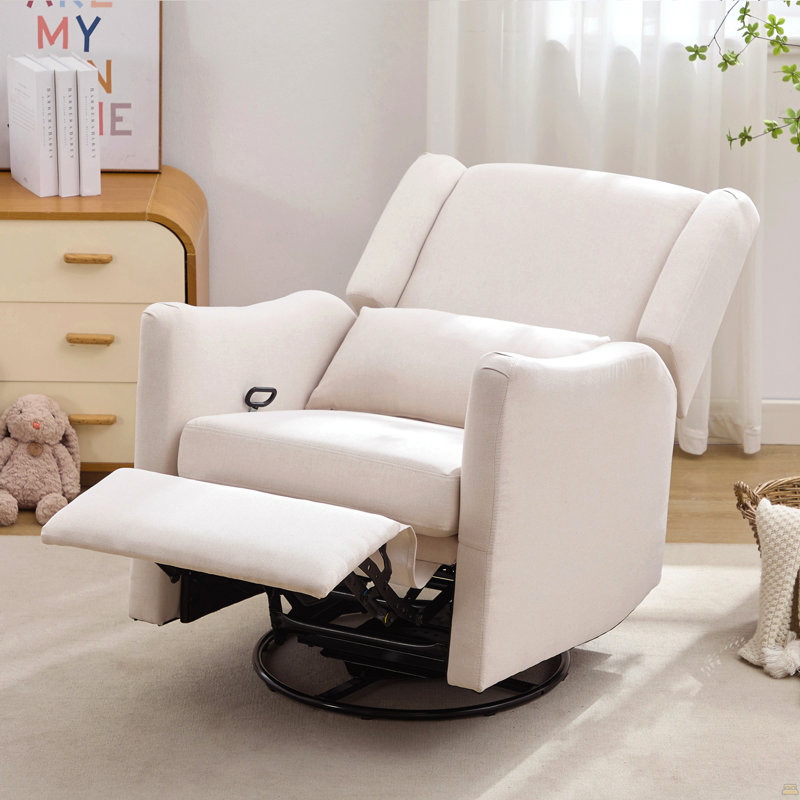 Fauteuil inclinable pivotant à bascule de 75 cm de large, avec dossier à oreilles, fauteuil à bascule, chaise berçante pour chambre d'enfant