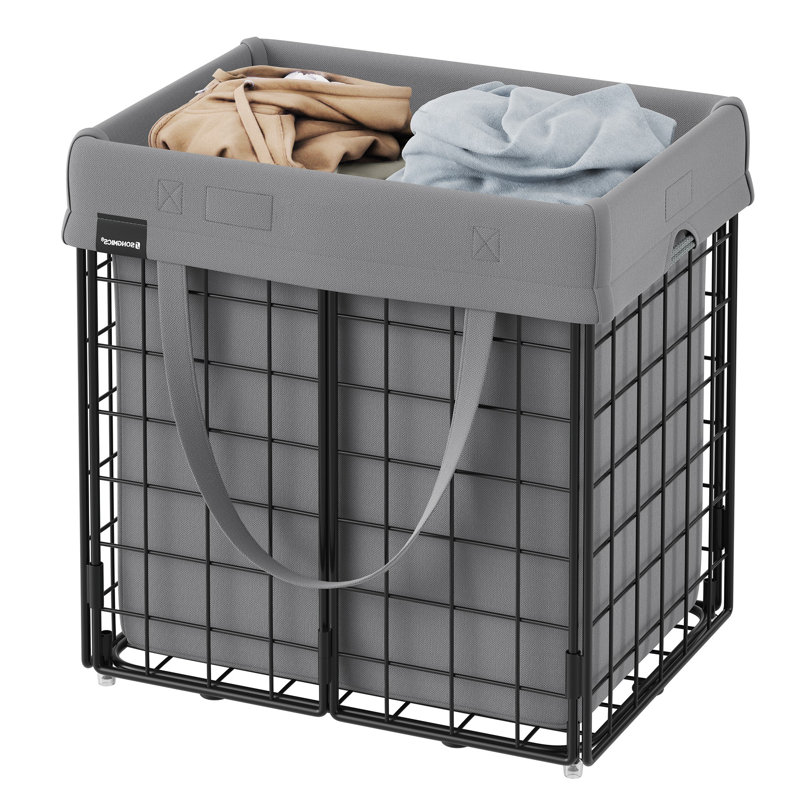 11 Gal. (50L) Laundry Basket, Laundry Hamper, Collapsible Clothes Hamper, Removable And Washable Liner, Metal Wire Frame, For Bedroom Bathroom