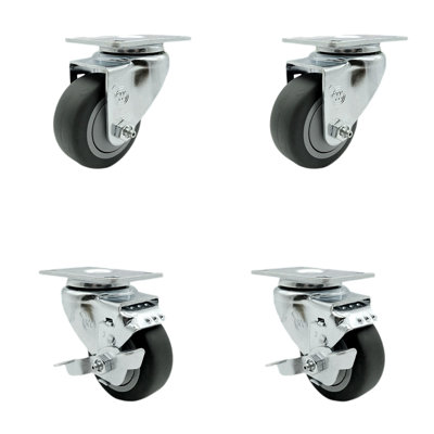 4 Piece Thermoplastic Rubber Caster Set