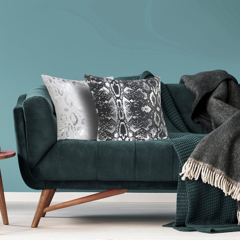 Housse de coussin carré en coton à imprimé animal, Noir, Housse de coussin seulement - sans coussin