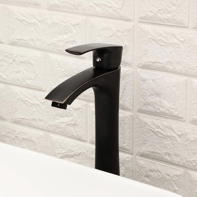 Lavabo de salle de bain 19 "x 15" et robinet - vasque en céramique blanche avec robinet en caoutchouc huilé bronze moderne