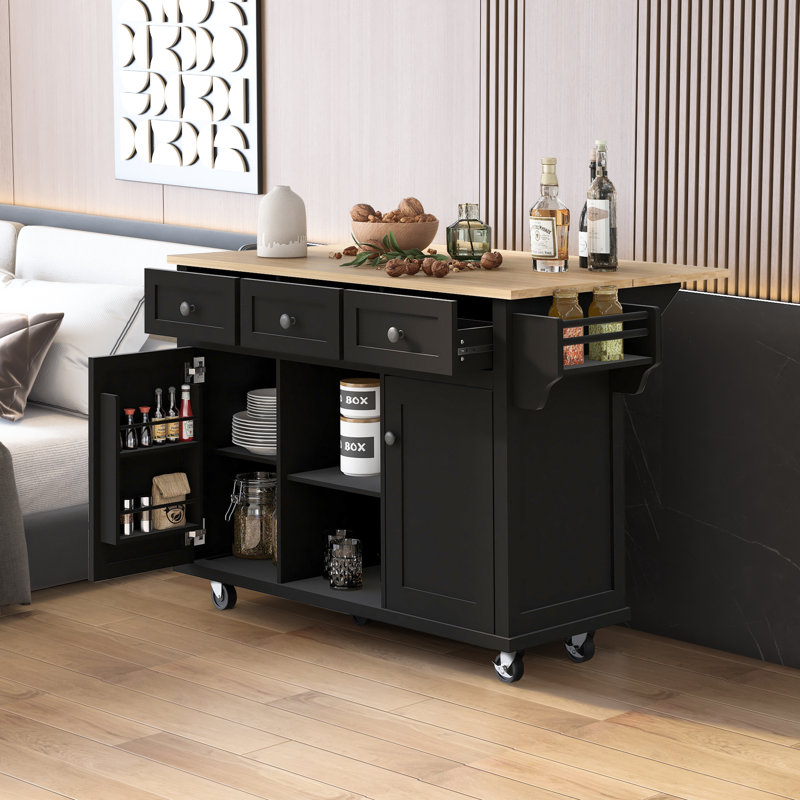 Britzel Wood Kitchen Cart, Black