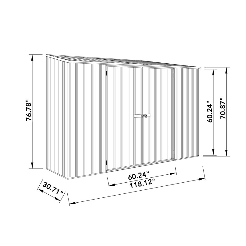 Remise de jardin en acier galvanisé l 10 pi x P 2,5 po Absco Space Saver Surfmist, Surfmist