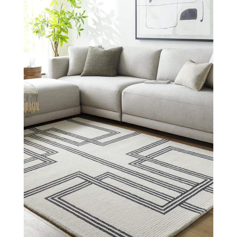 Tapis moderne touffeté à la main Jaykwon, Rectangle 9 pi x 12 pi