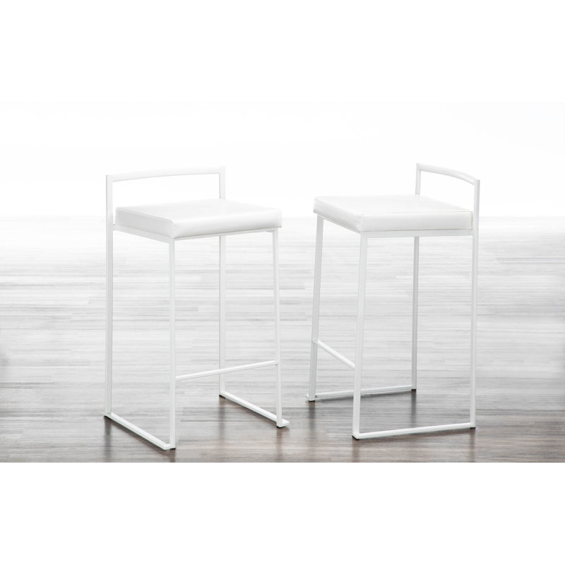 Tabouret de bar et de comptoir Ernestine, Blanc, Velours blanc, Tabouret de comptoir (siège d'une hauteur de 27 p