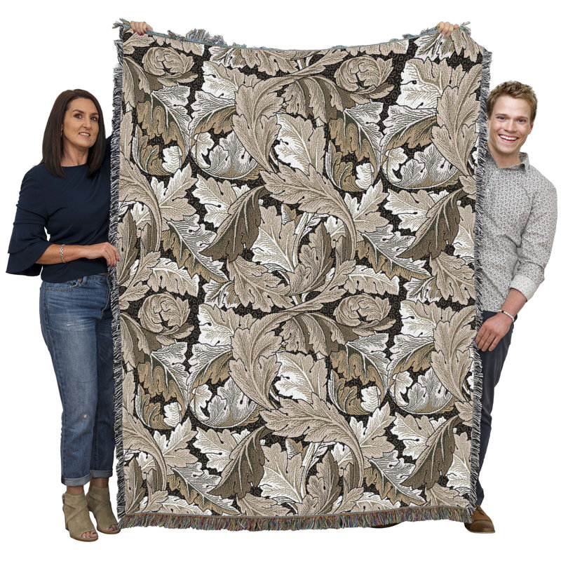 Couverture neutre en feuilles Pure Country Weavers William Morris Acanthus, L 54 po x L 72 po, Neutre