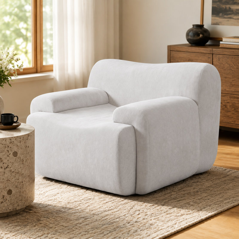 Fauteuil d'appoint surdimensionné large et moderne avec rembourrage moelleux, tissu doux respirant, mousse de soutien et structure intérieure à ressorts, sièges supplémentaires confortables