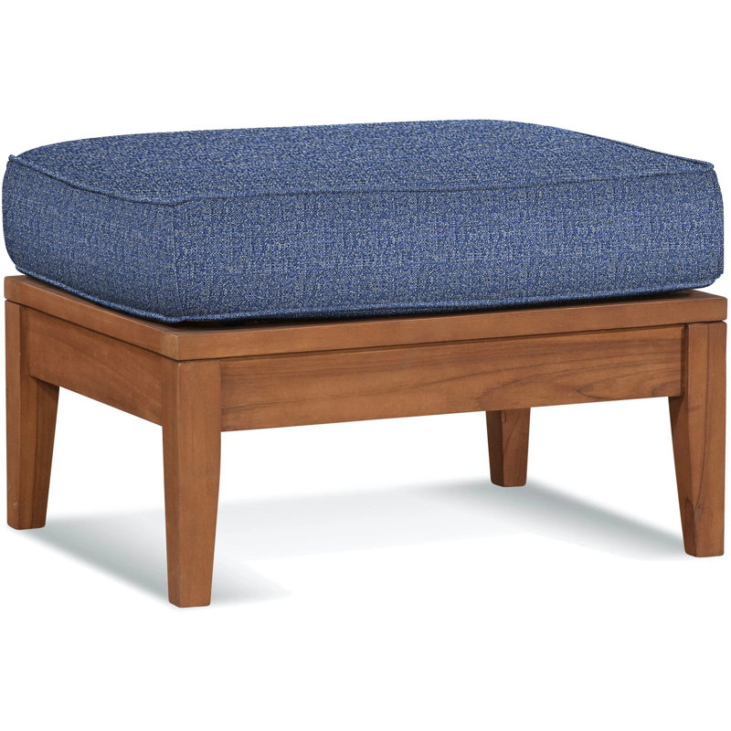 Repose-pieds d'extérieur en teck avec coussin Messina, Mélange bleu; 6358-63