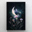 Papillon queue d'aronde foncé sur chardon, croissant de lune - Art mural sur toile tendue - Décoration de salon, de chambre à coucher ou de bureau-129950467