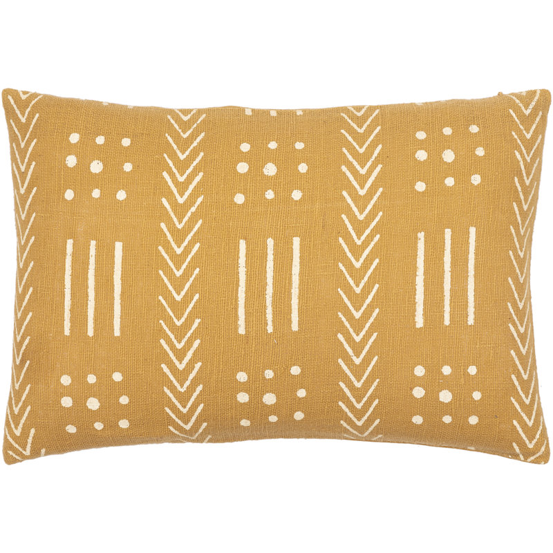 Jenkinson Rectangular Lumbar Pillow Cover, Mustard/Beige Geometric 2