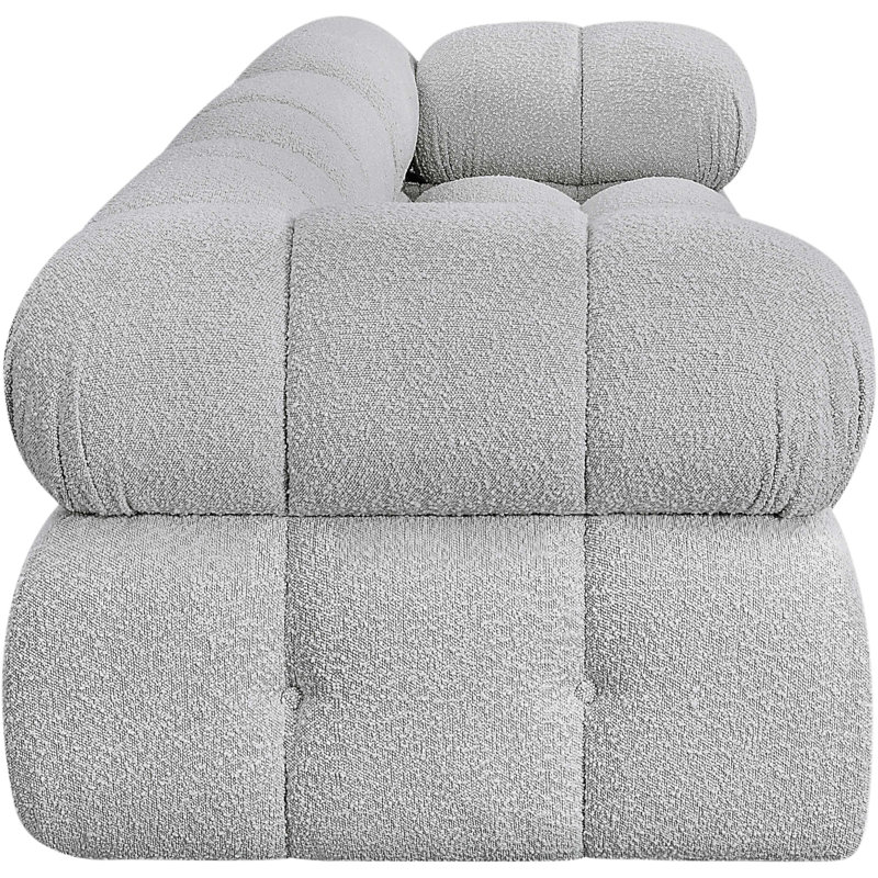 Canapé Ames, Tissu gris bouclé, 1 sans accoudoir, 2 en coin