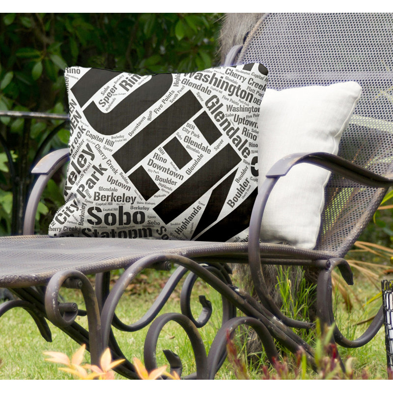 Coussin intérieur/extérieur denver, Noir, H 16 po x l 16 po, Oui