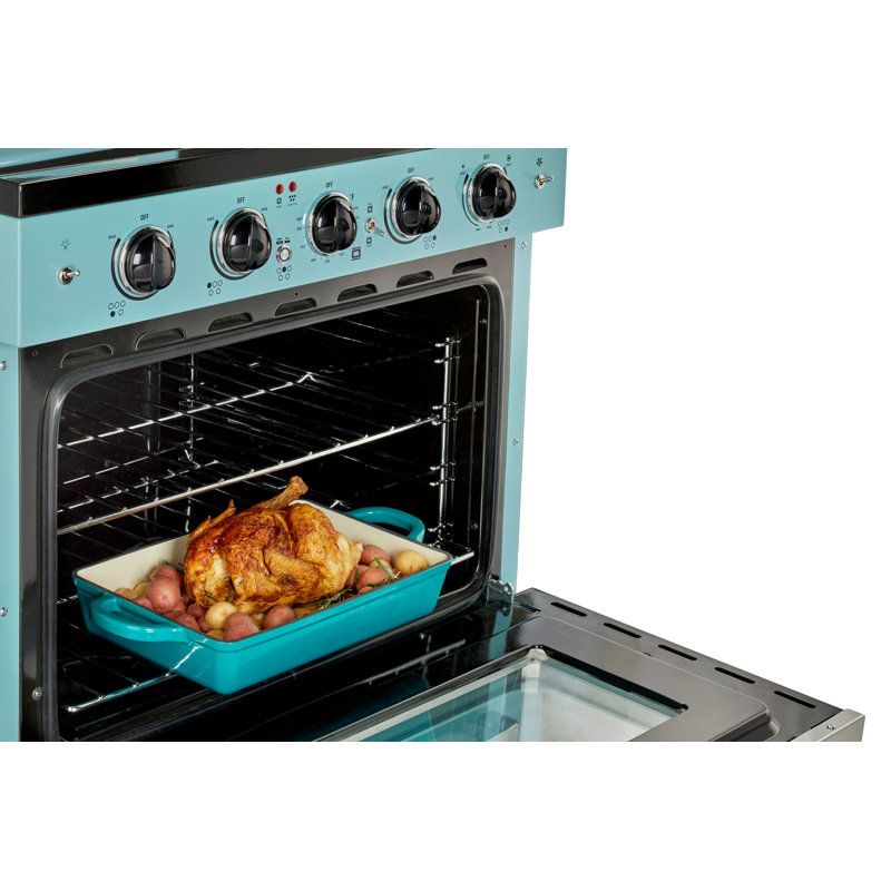 Cuisinière électrique sur pied avec four à convection 30 po 5 éléments Classic 3,9 pi³ Classic Retro, Brume océan turquoise