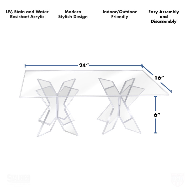 Clear Acrylic Rectangle Pastry Stand with Geometric Base 24" x 16"