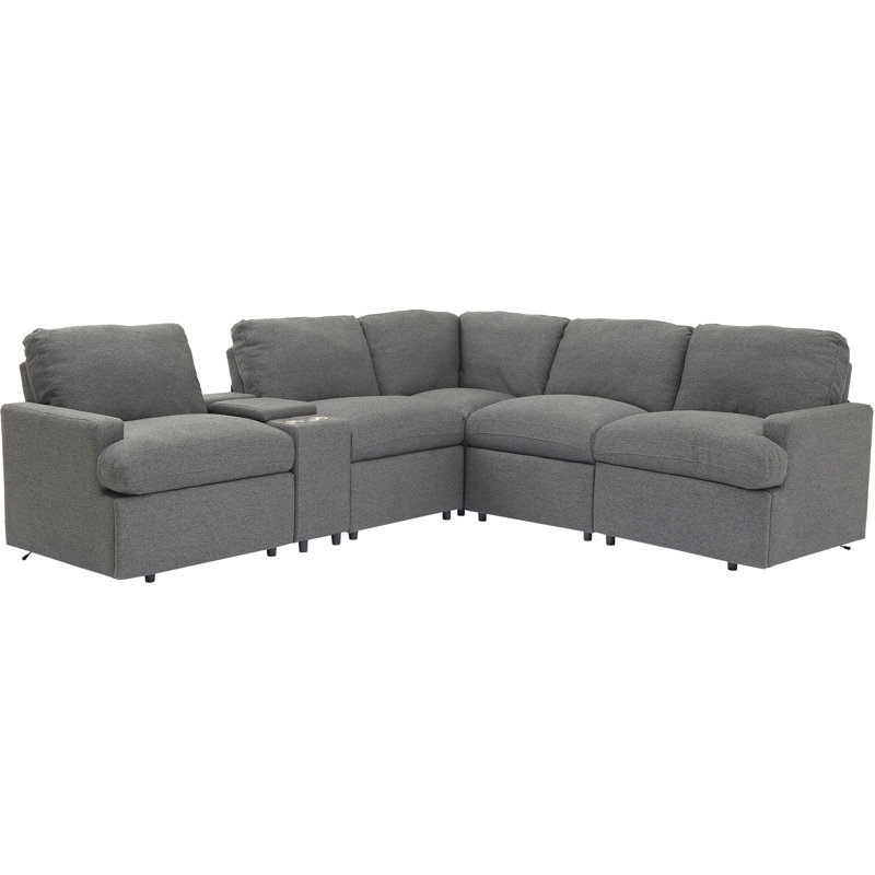 Canapé modulaire inclinable électrique 104 po avec console multifonction 104 po, Lin gris foncé