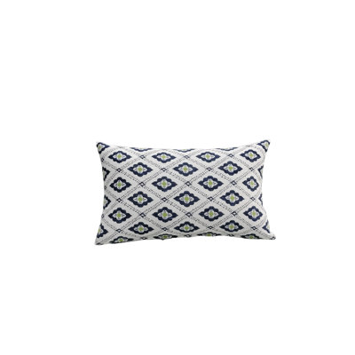 Housse de coussin et insert rectangulaire Liza en bleu / vert / blanc