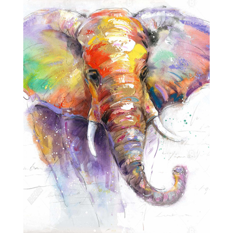 «Beautiful And Colorful Elephant», reproduction sur toile