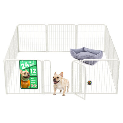 FXW Homeplus Unleashed Indoor Dog Playpen - Stress-Free and Safe Play, Heavy Duty 24 Inch 12 Panels Dog Pen for Puppy and Small Dogs, White│Patented