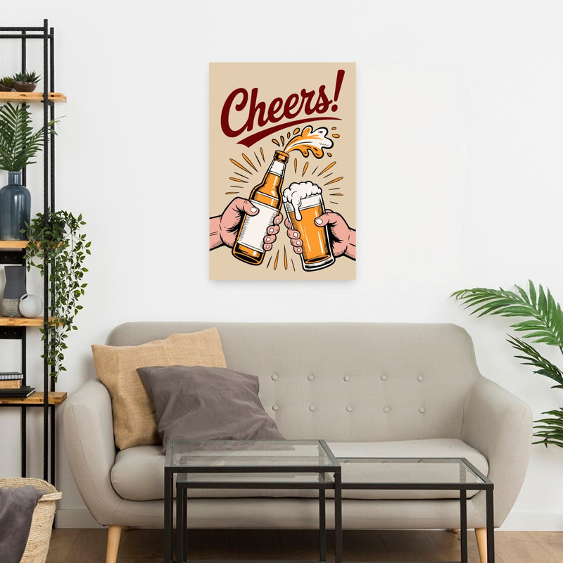 «Golden Beer Cheers», art mural rétro rétro, H 24 po x l 16 po