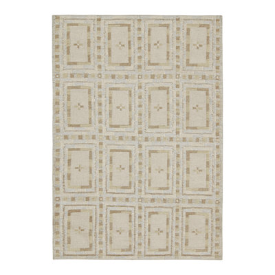 Scandinavian Hand Knotted Wool Geometric Area Rug