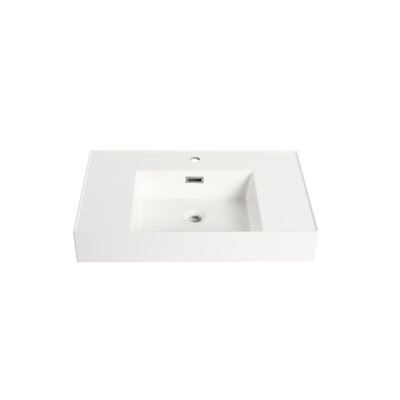 Lavabo de salle de bain de 30 po en résine pour salle de bain - et durable, blanc, 29,06 po Profond, 17,6 po de largeur, 4,87 po de hauteur, 44,63 lb, matériau en gel blanc facile à désinfecter, haute, surface teintée