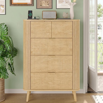 48" Tall Fluted 5 Chest of Drawers