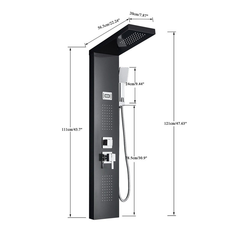 Panneau de douche 47,63 "avec pomme de douche fixe