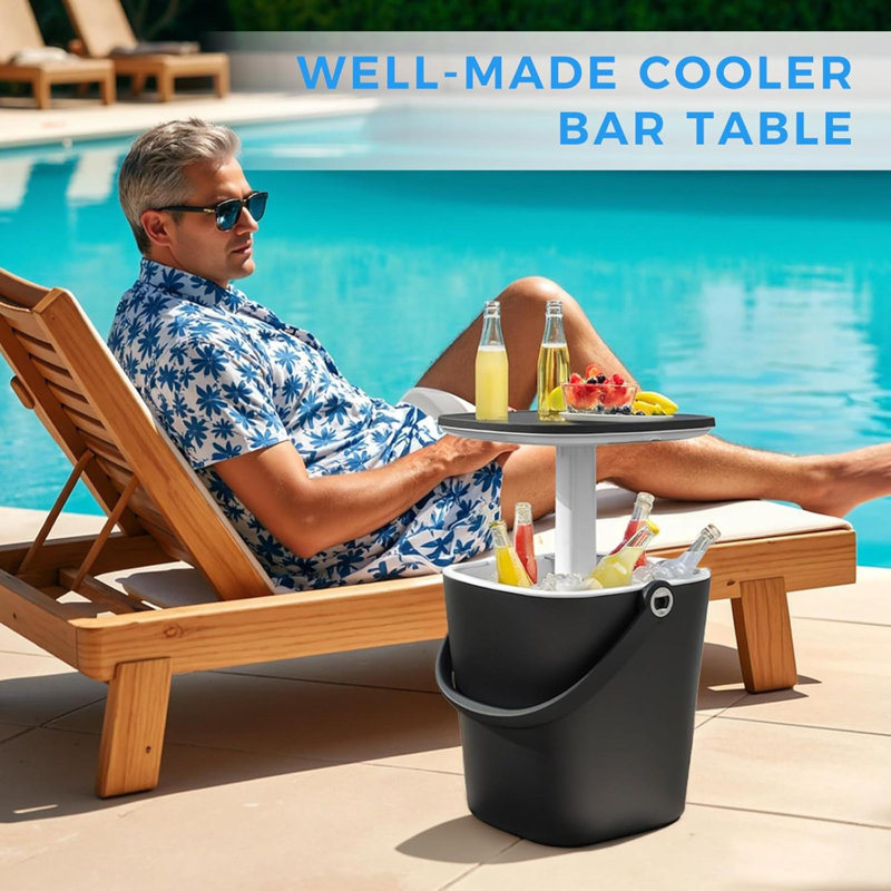 Portable Ice Bucket Table For Parties 3 In1 Ice Cooler Cocktail Patio Cool Bar Table For Camping  Poolside Party