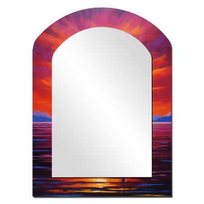 Voilier coucher de soleil voiles - miroir asymétrique de voile de bateau, miroir mural décoratif arche moderne, impression d'art en métal