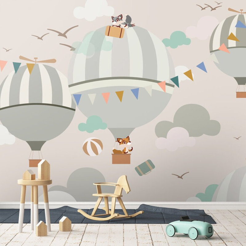 «Adventure In The Sky» - Amis de la forêt en montgolfière, L 96 po x l 108 po