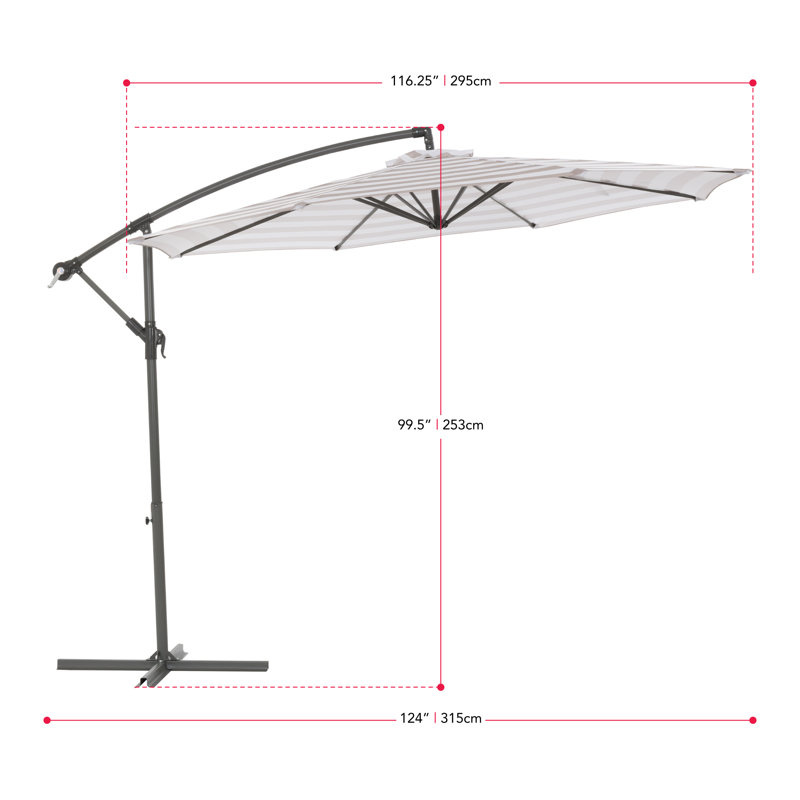Parasol en porte-à-faux 9 pi 8 po Gjender, Gris / blanc