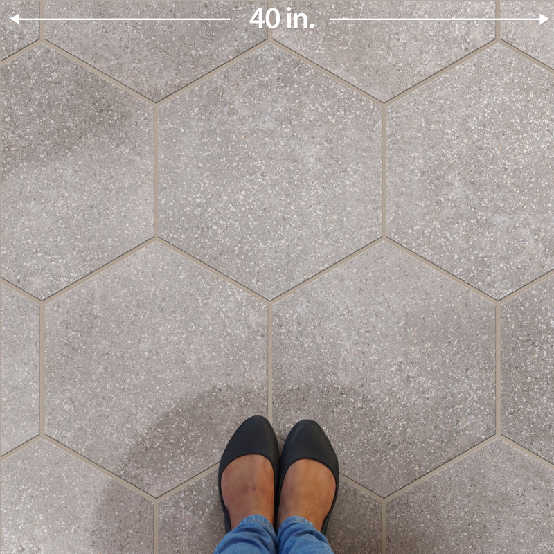 Palazzo Hex 14" x 16" Porcelain Stone Look Singular Floor and Wall Tile, Nuvola