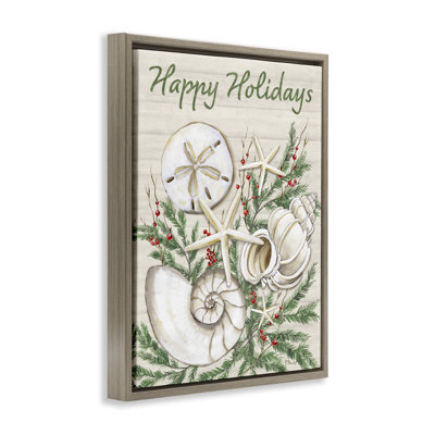  Holiday Seashells & Holly Canvas Wall Art by Paul Brent
