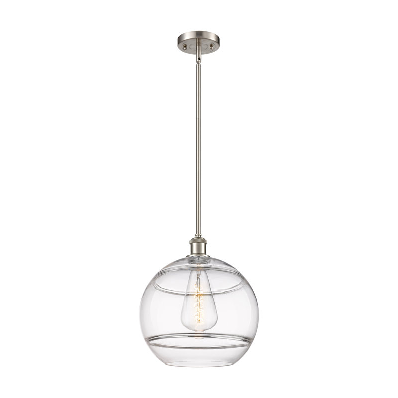 Mini-luminaire suspendu 8 lumières Edison Natick, Transparent, Nickel satiné brossé, H 13,38 po x l 12 po x P 12 po