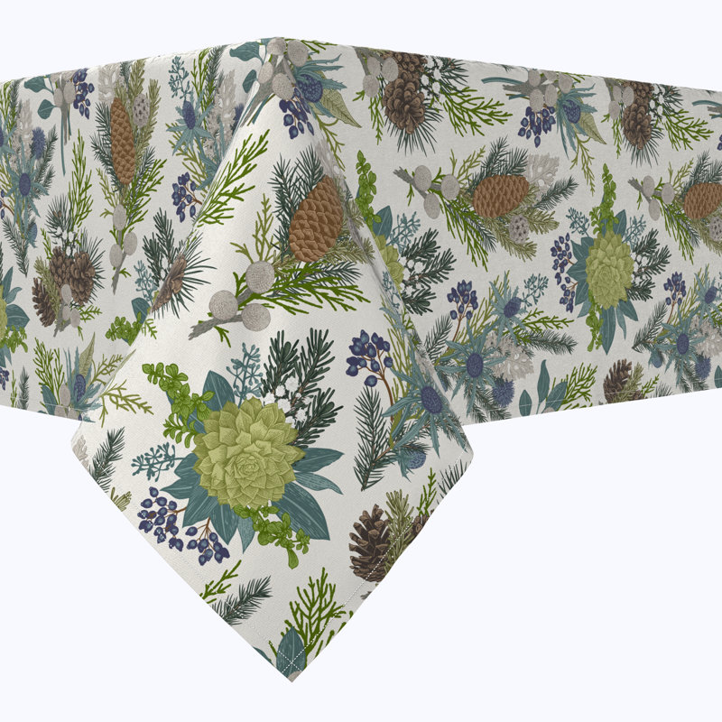 Rectangular Tablecloth, 100% Cotton, 52X104", Winter Floral, 60" x 120"