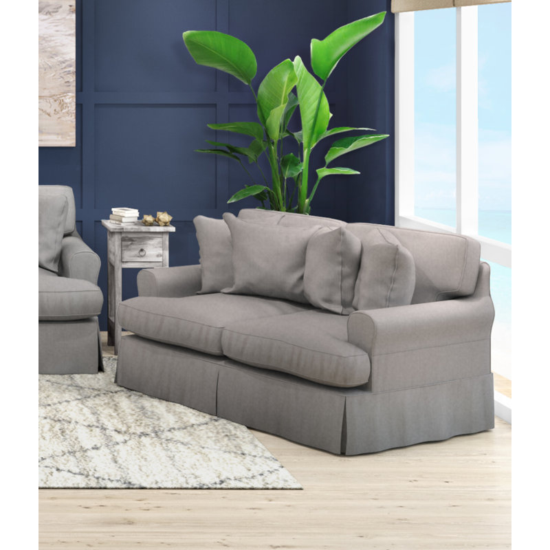 Wesham 60'' Slipcovered Loveseat, Gray Polyester