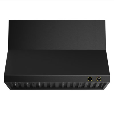 KUCHT 48 in. 1200 CFM Ducted Wall Mount Range Hood in Titanium Stainless Steel with Gold Accents and Digital Controls