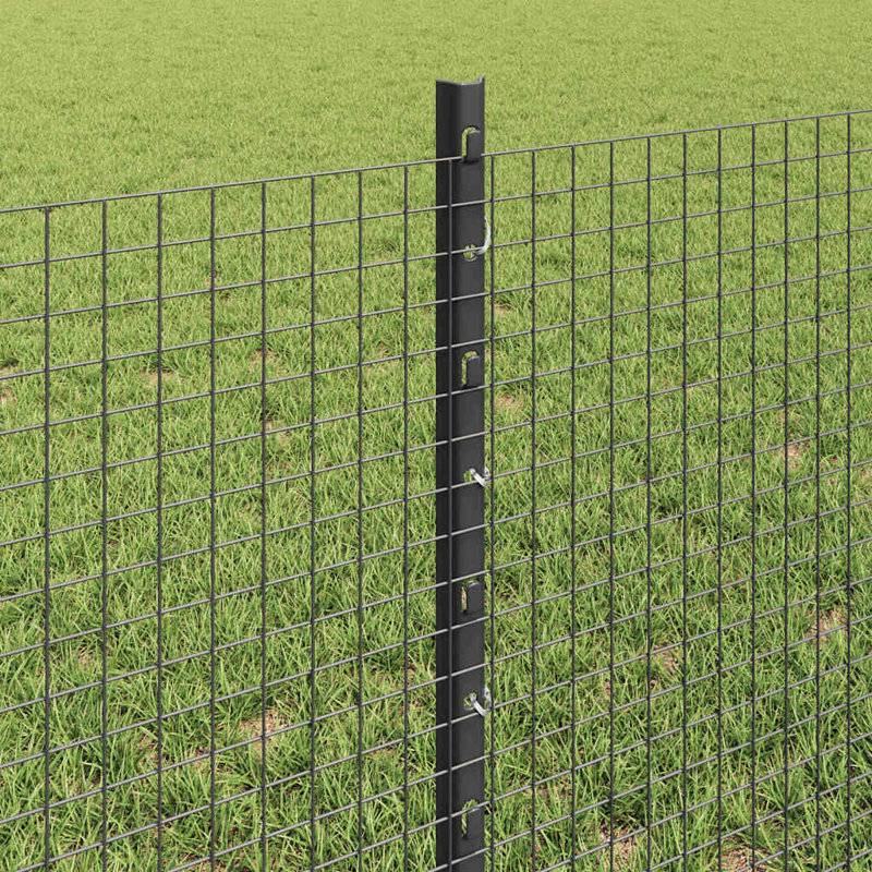 Vidaxl Fence With Posts Steel, Grey, 60cm H x 1000cm W x 2.7cm D