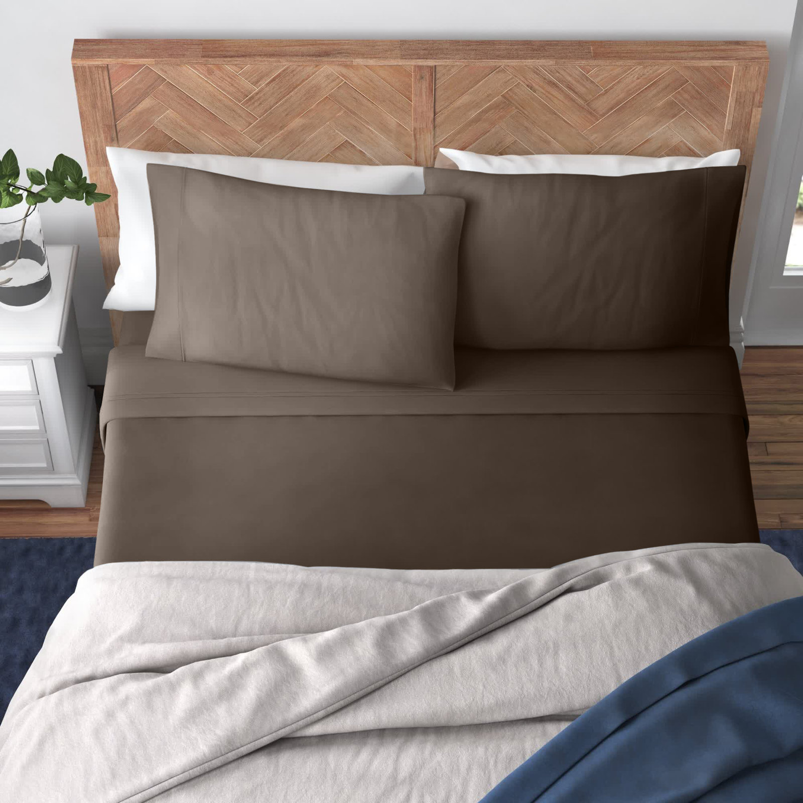 Marigot Cotton Blend Sheet Set, Full Sheet Set with 2 Pillowcases, Slate