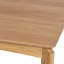 Table de salle à manger moderne de style Mid-Century, structure en bois d'hévéa, terrasse en faux bois, couleur chêne naturel, apparence de 4 à 6 places assises et construction, utilisation par les étudiants