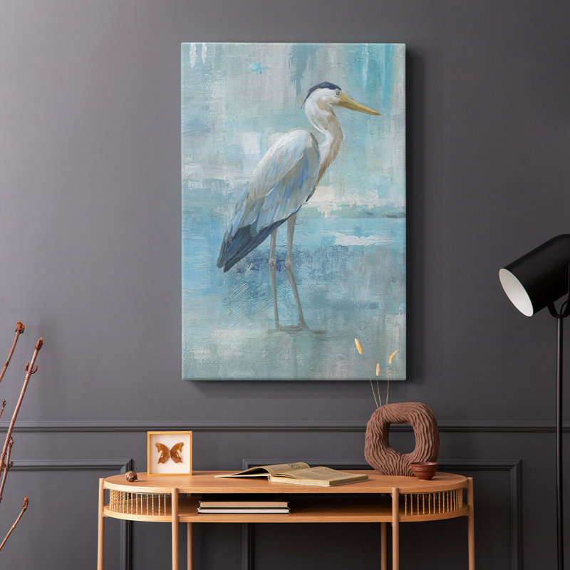Héron bleu I - galerie Cavas, H 12 po x l 8 po