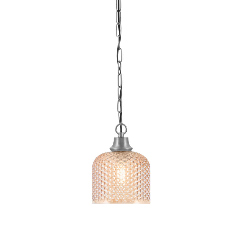 Luminaire suspendu en forme de chaîne au fini graphite avec verre texturé ambre de 6 po, Graphite