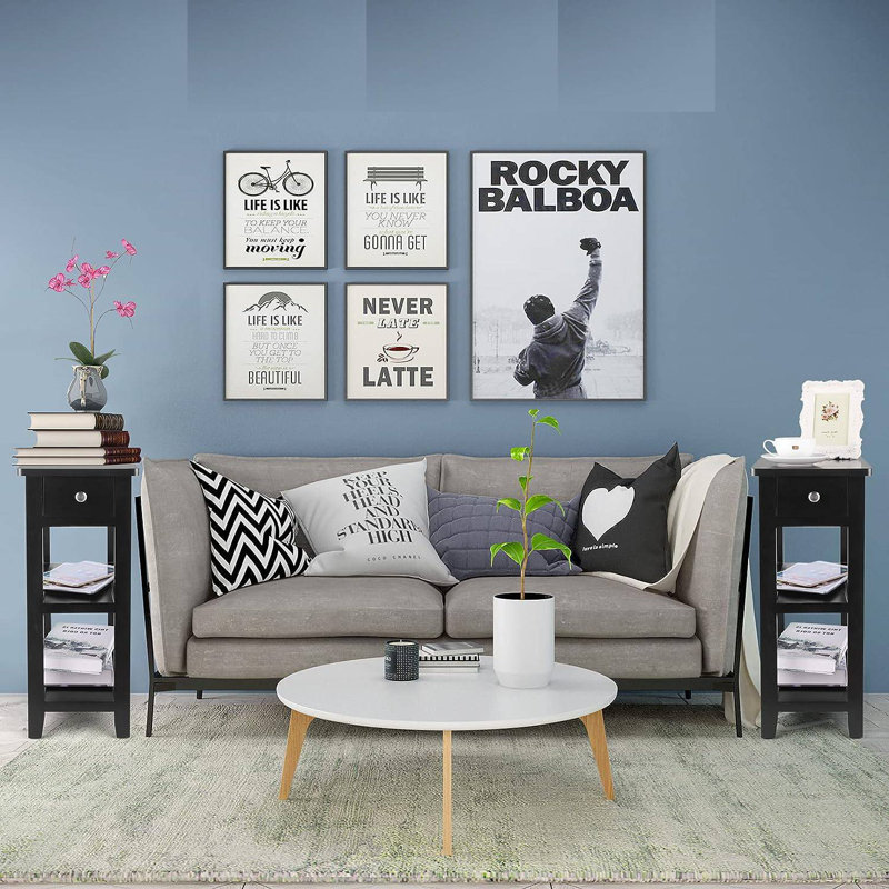 End Table Set with Storage, Black