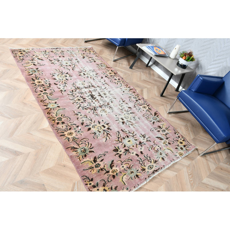 Tapis turc fait à la main en rose pour le salon et la maison - Tapis rétro
