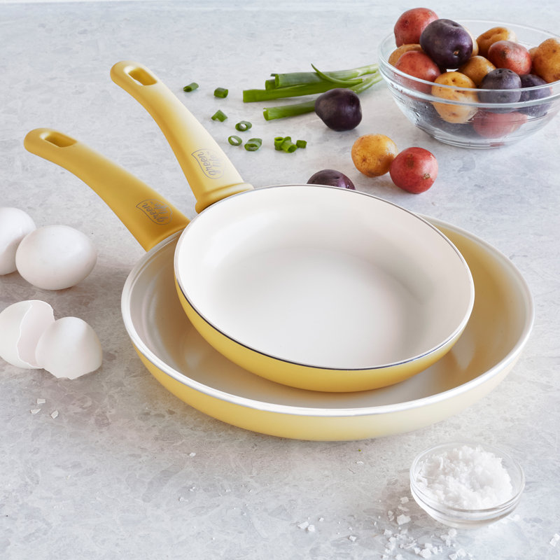 Ensemble de poêles à frire en céramique antiadhésive 7 po et 10 po GreenLife Soft Grip, sans PFAS, va au lave-vaisselle
